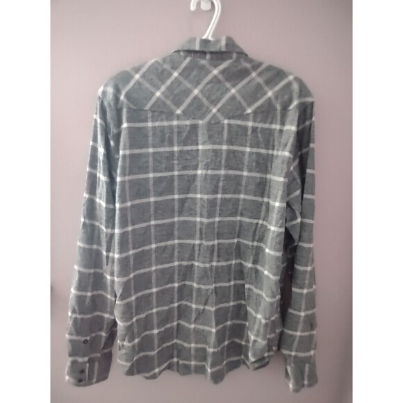 Lucky Brand Shirt Mens Medium Gray Plaid Saturday Stretch Snap Flannel - Picture 9 of 11